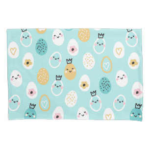 Cute Easter Eggs Pattern Kawaii Pastel Eggs Pillowcase