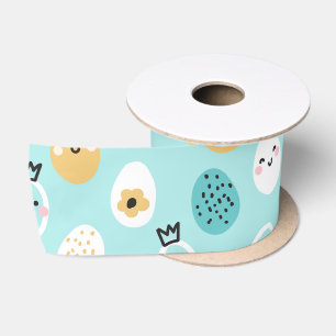 Cute Easter Eggs Pattern Kawaii Pastel Eggs Satin Ribbon