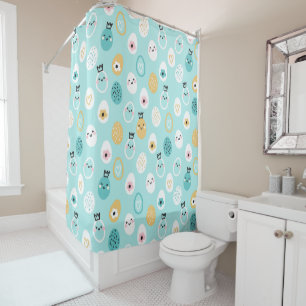 Cute Easter Eggs Pattern Kawaii Pastel Eggs  Shower Curtain