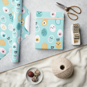 Cute Easter Eggs Pattern Kawaii Pastel Eggs  Wrapping Paper