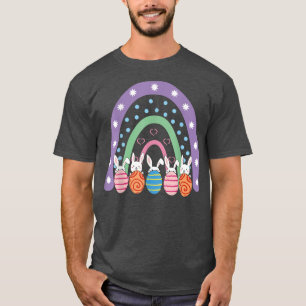 Cute Easter Eggs Purple Rainbow Bunny Happy Easter T-Shirt