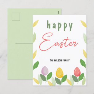 Cute Easter Eggs Watercolor Holiday Postcard