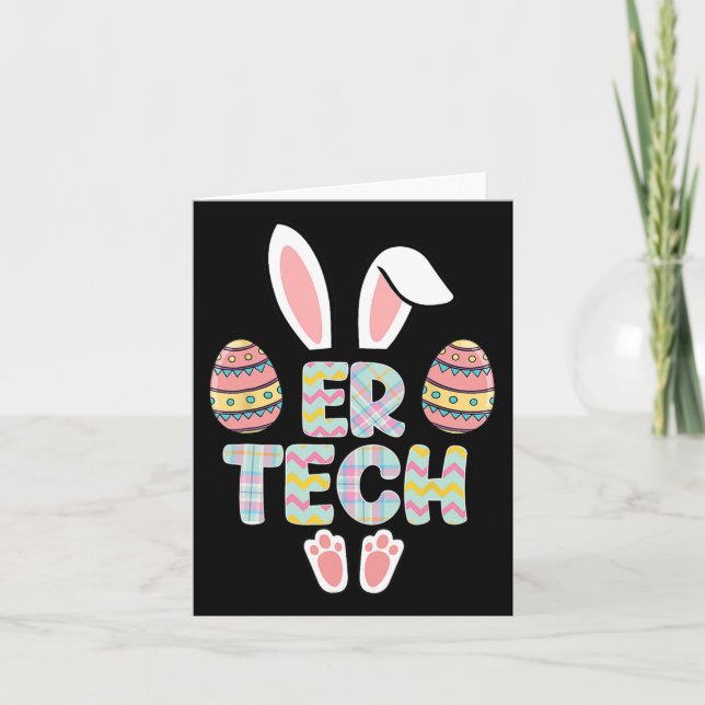 Cute Easter Er Tech Bunny Ears Happy Easter Eggs O Card (Front)
