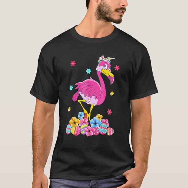 Cute Easter Flamingo Bunny Eggs Flower Spring Men  T-Shirt (Front)