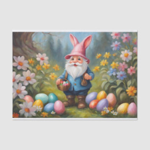 Cute Easter Gnome in Spring Garden Illustration  Tissue Paper
