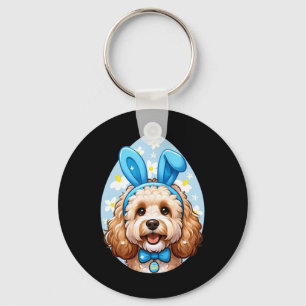 Cute Easter Goldendoodle Doodle Bunny Ears Dog Des Key Ring