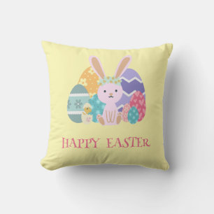 Cute Easter Group Eggs Happy Hoppy Easter day Cushion