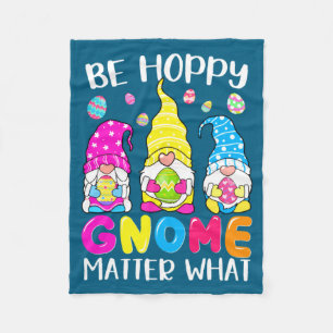 Cute Easter Happy Gnome Matter What Fleece Blanket