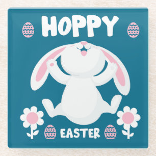 Cute Easter Holiday Rabbit Glass Coaster