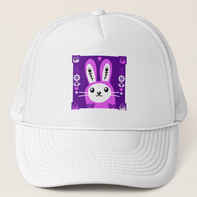 Cute Easter Holiday Rabbit Trucker Hat (Front)