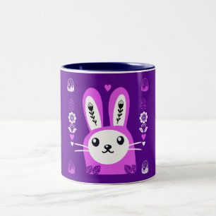 Cute Easter Holiday Rabbit Two-Tone Coffee Mug