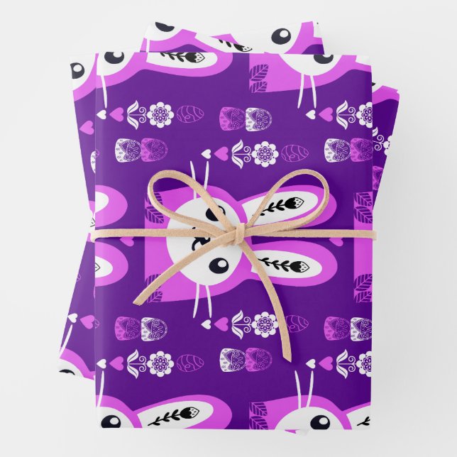 Cute Easter Holiday Rabbit Wrapping Paper Sheet (In situ)