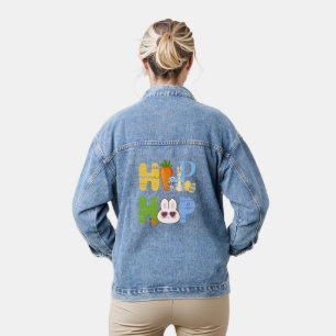 Cute Easter "HOP HOP" Bunny & Carrot Spring Denim Jacket
