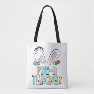 Cute Easter Hoppy Pre K Teacher Bunny Ears Tote Bag