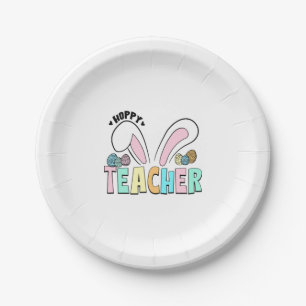 Cute Easter Hoppy Teacher Bunny Ears Paper Plate