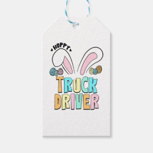 Cute Easter Hoppy Truck Driver Bunny Ears Gift Tags