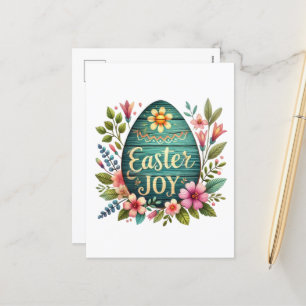 Cute Easter joy word art egg Holiday Postcard