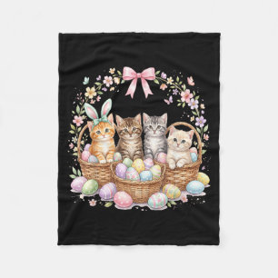 Cute Easter Kittens in Baskets Cat Easter Women Fleece Blanket