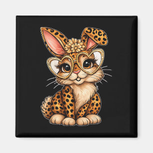 Cute Easter Leopard Bunny Heart Gles Spring Vibes Magnet