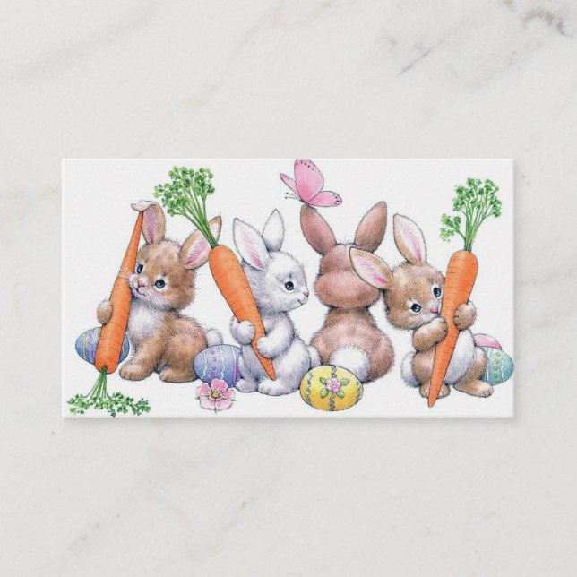 Cute Easter mini retro vintage Business Card (Front)