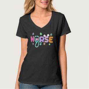 Cute Easter Nurse Bunny Ears Happy Easter Eggs Ou T-Shirt