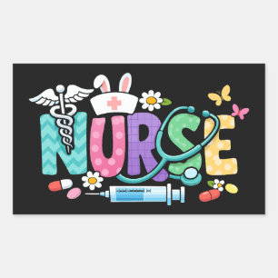 Cute Easter Nurse Medical Humour Rectangular Sticker