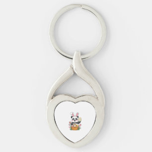 Cute Easter Panda Bunny Rabbit Easter Egg Basket P Key Ring