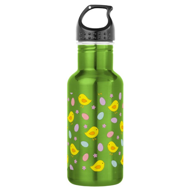 Cute Easter pattern Chickens Eggs Custom colour 532 Ml Water Bottle (Front)