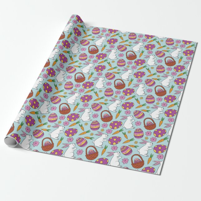 Cute Easter Pattern Wrapping Paper (Unrolled)