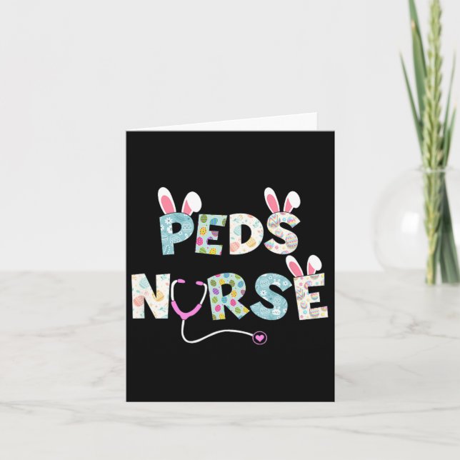 Cute Easter Peds Nurse Bunny Ears Happy Easter Egg Card (Front)