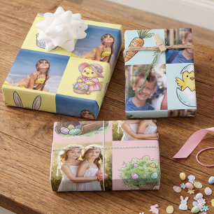 Cute Easter Pictures and Square Photos Set of 3 Wrapping Paper Sheet