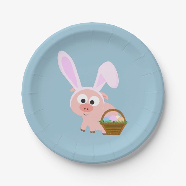 Cute Easter Pig Paper Plate (Front)