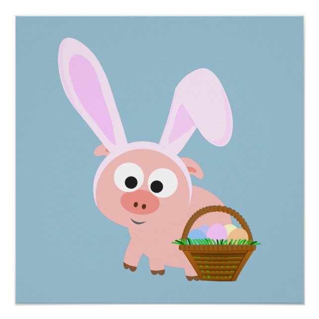 Cute Easter Pig Poster (Front)