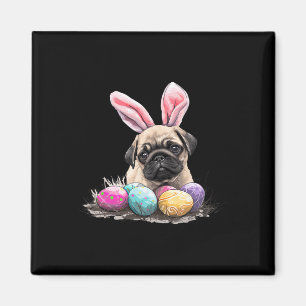 Cute Easter Pug Dog Easter Pug Dog Happy Easter Magnet
