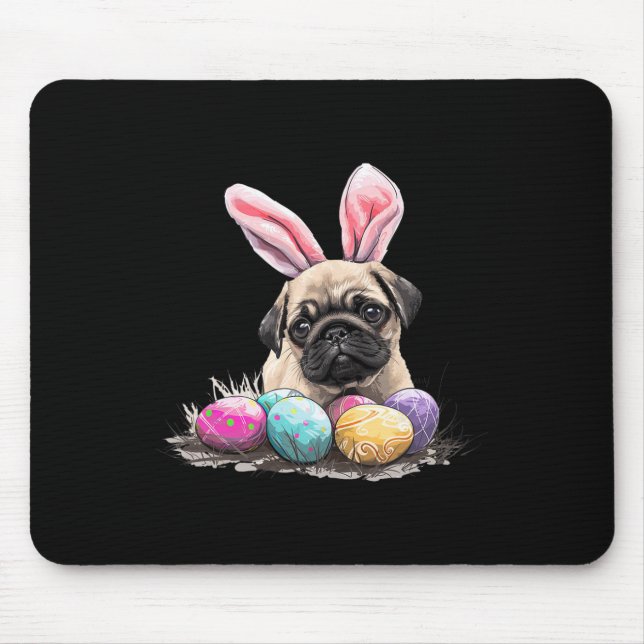 Cute Easter Pug Dog Easter Pug Dog Happy Easter  Mouse Mat (Front)