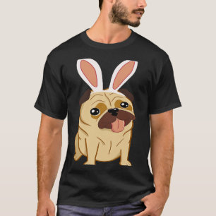 Cute Easter Pug Dog With Bunny Ears T-Shirt