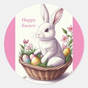 Cute Easter Rabbit  Classic Round Sticker