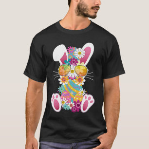 Cute Easter Rabbit Dye Eggs Daises & Sunglasses  1 T-Shirt