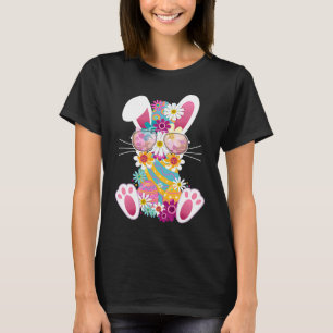 Cute Easter Rabbit Dye Eggs Daises & Sunglasses T-Shirt