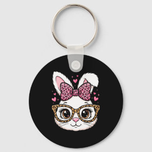 Cute easter rabbit face leopard bow sunglassesCute Key Ring