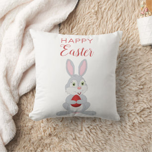 Cute Easter Rabbit Red Easter Egg Cushion