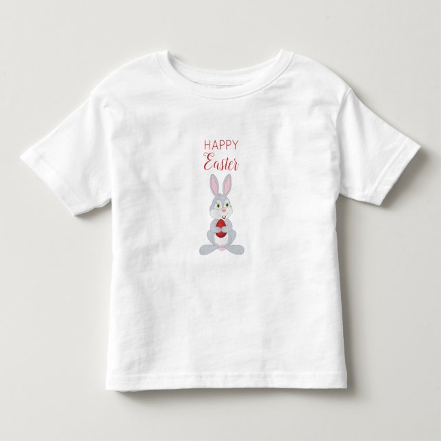Cute Easter Rabbit Red Easter Egg  Toddler T-Shirt (Front)