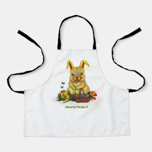 Cute Easter Rabbit with Eggs and Flowers Apron