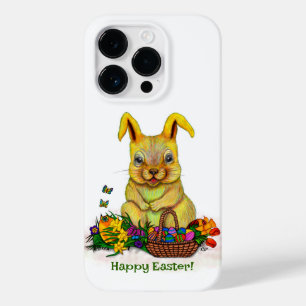 Cute Easter Rabbit with Eggs and Flowers Case-Mate iPhone 14 Pro Case