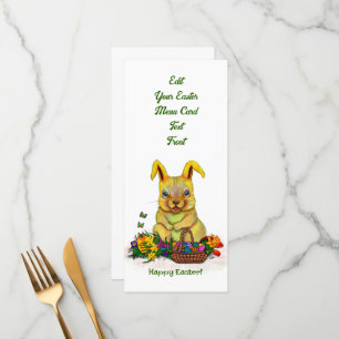 Cute Easter Rabbit with Eggs and Flowers Menu