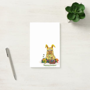 Cute Easter Rabbit with Eggs and Flowers Post-it Notes