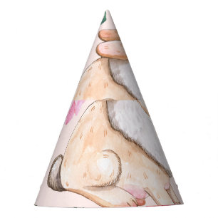 Cute Easter Rabbits Floral Pattern Party Hat