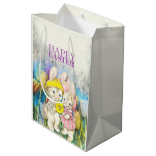 Cute Easter Rabbits  Medium Gift Bag