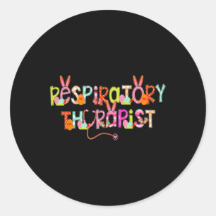 Cute Easter Respiratory Therapist Rt Bunny Ears Ea Classic Round Sticker