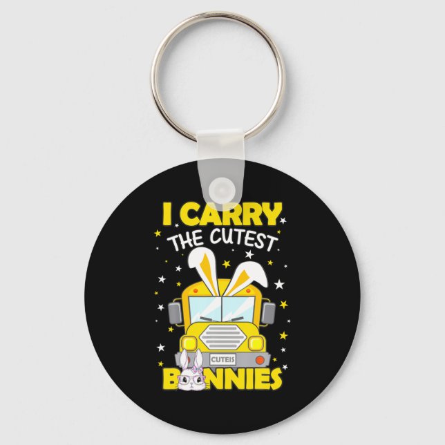 Cute easter school bus driver bunnies easter day  key ring (Front)
